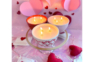 Sweetheart Jar Three Wick Candle: Red Hearts Jar