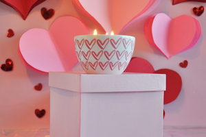 Sweetheart Jar Three Wick Candle: Pink Hearts Jar