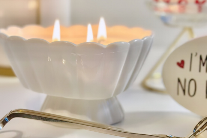 Heart-Shaped Pedestal Three Wick Candle
